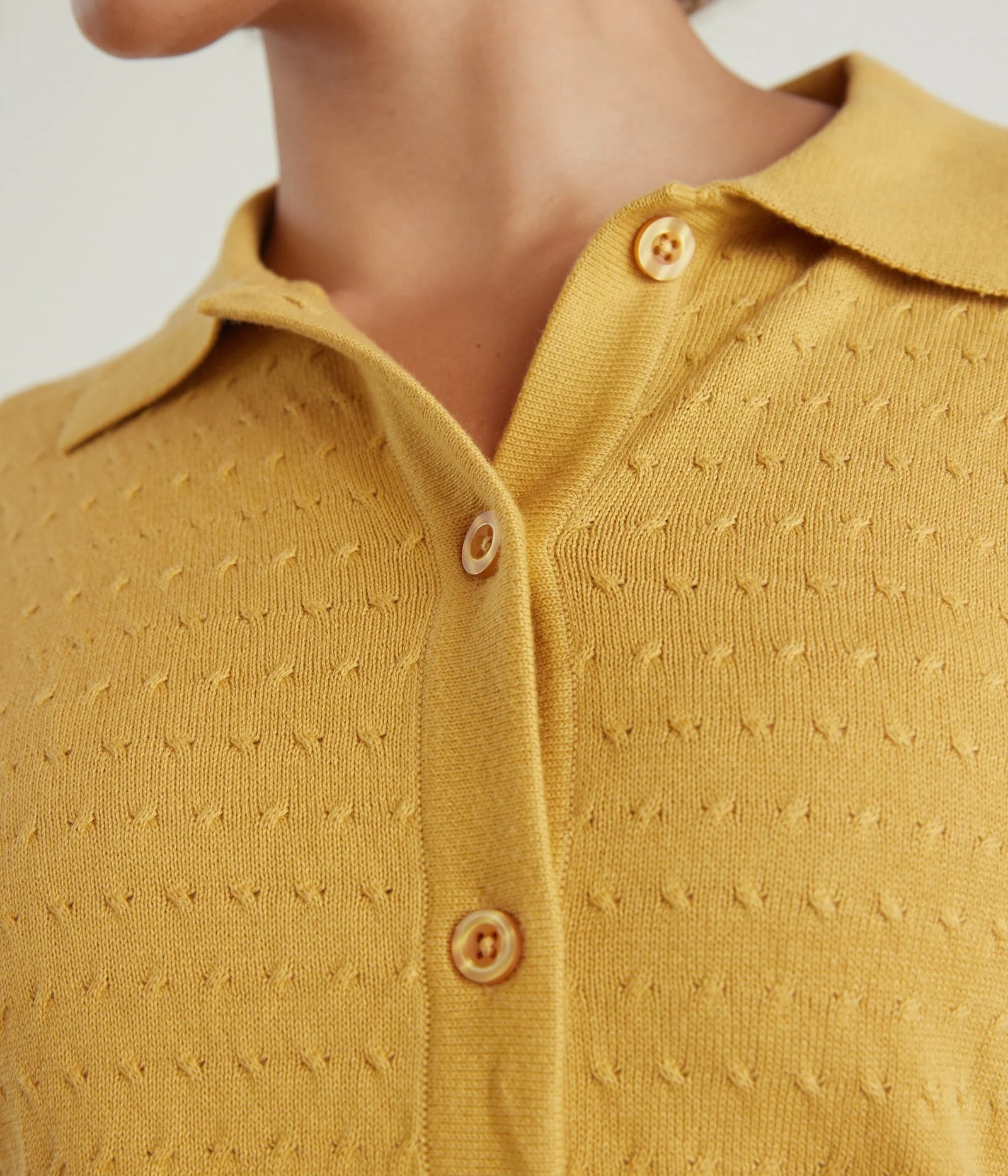 Antigua Organic Cotton Knit Top in Honey Yellow - Image 2