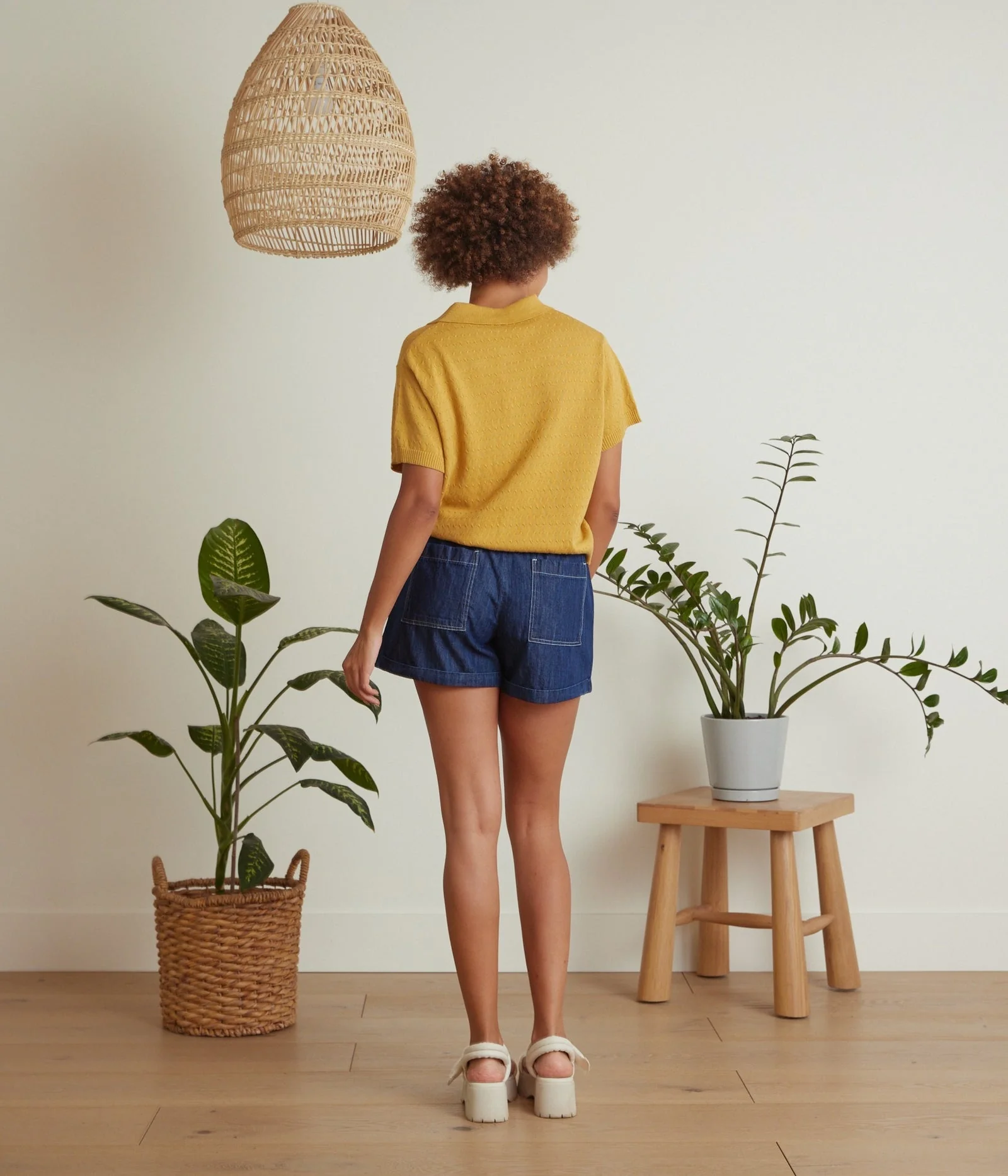 Antigua Organic Cotton Knit Top in Honey Yellow - Image 3