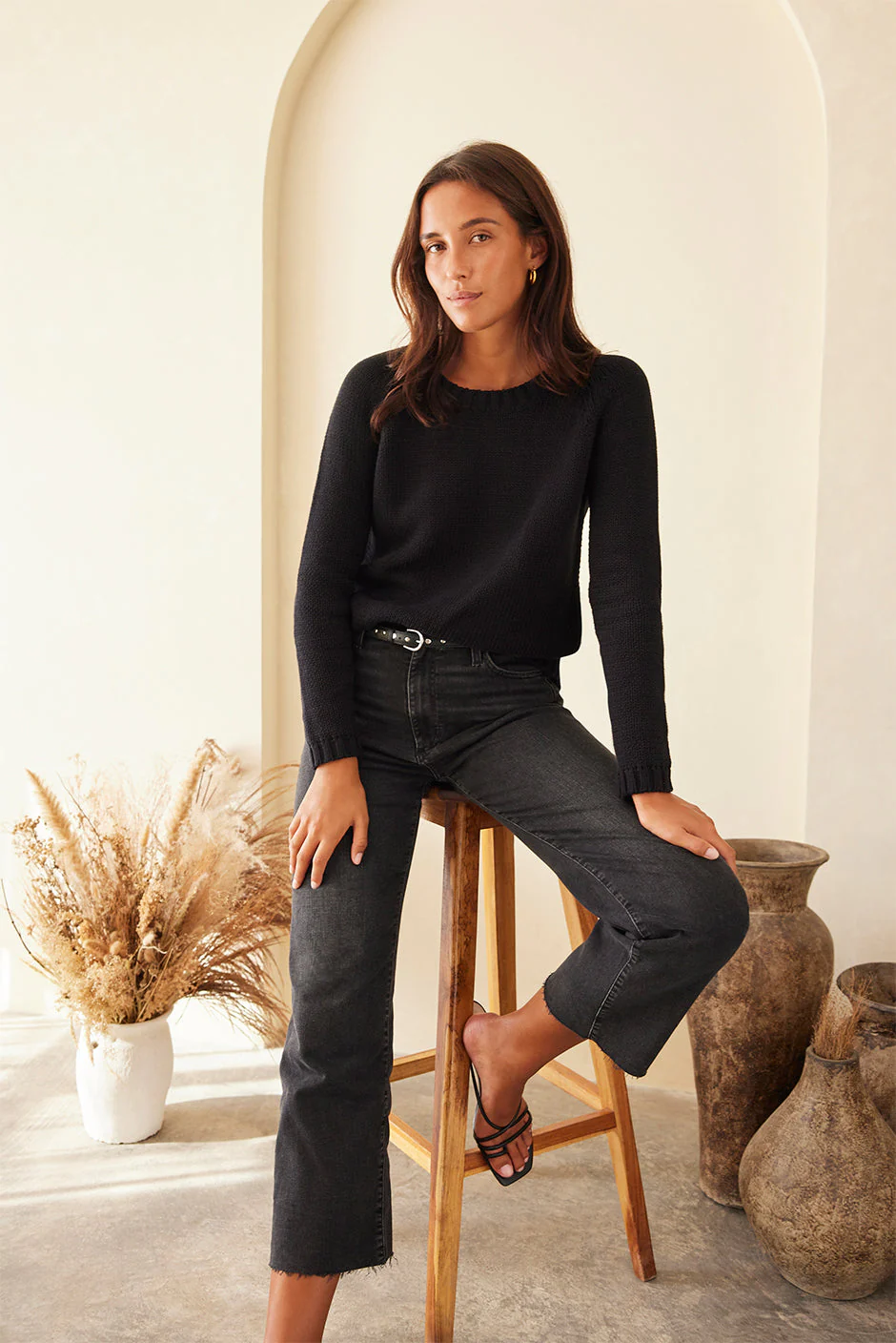 Aspen Cotton Crewneck Sweater in Oatmilk - Image 7