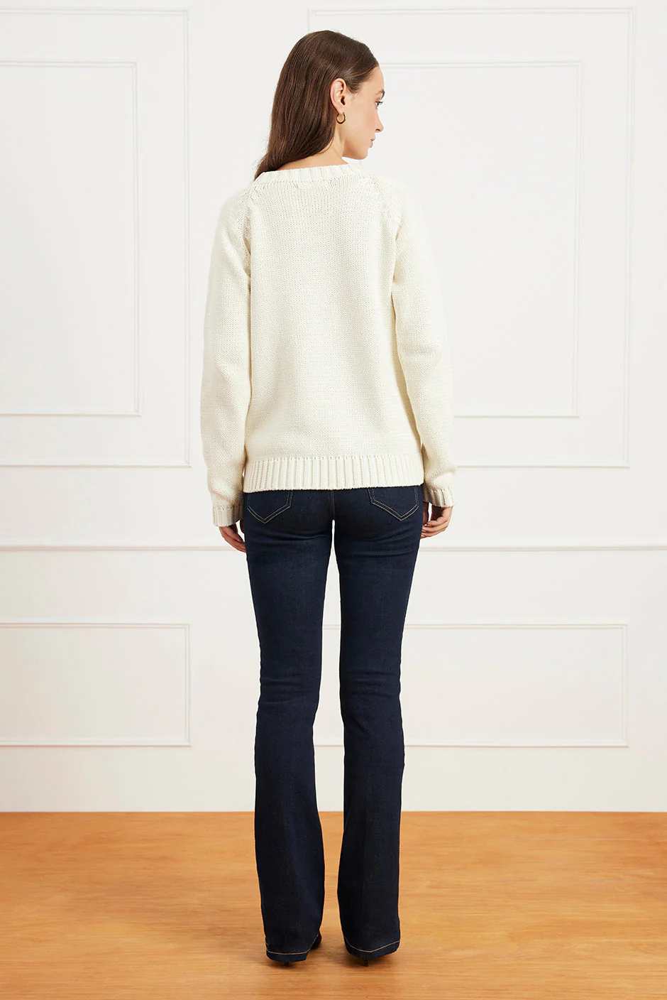Aspen Cotton Crewneck Sweater in Oatmilk - Image 3