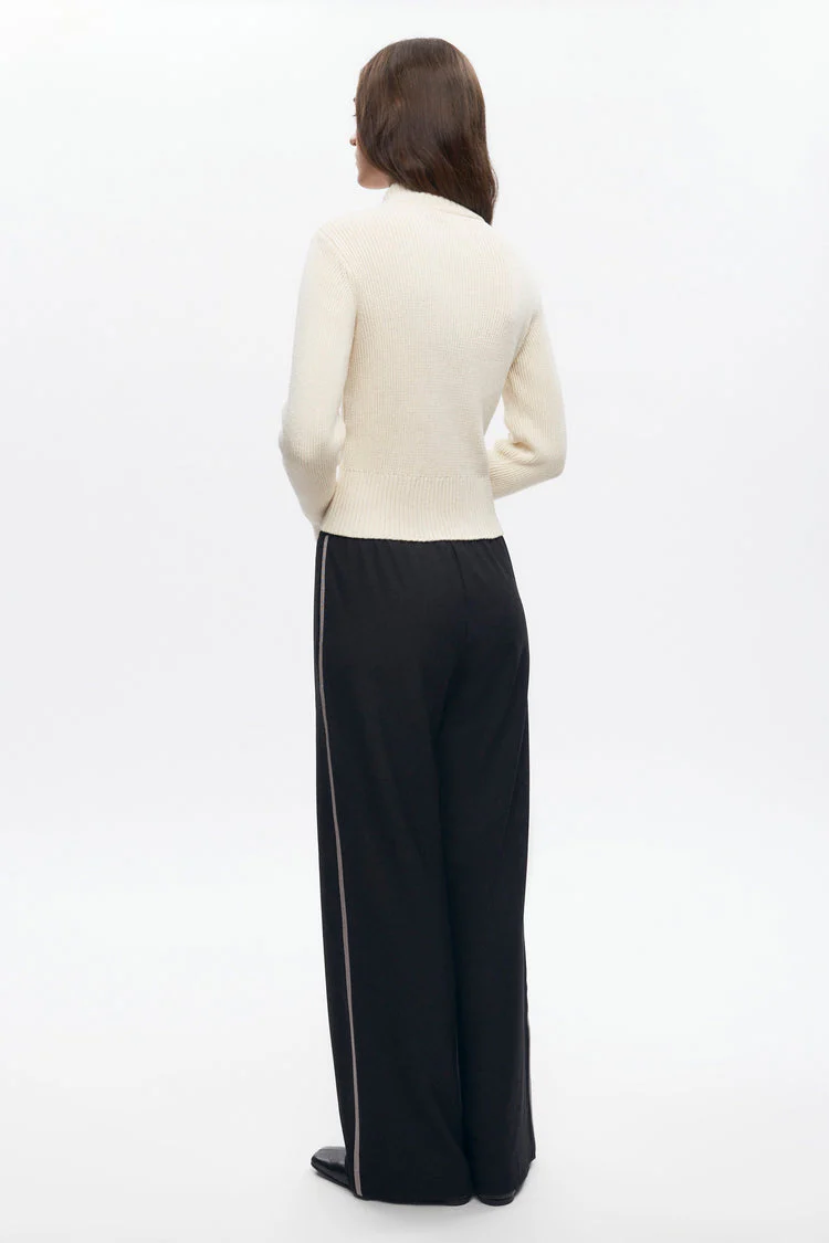Asymmetric Cotton Zip Sweater in Fiery Red - Image 5