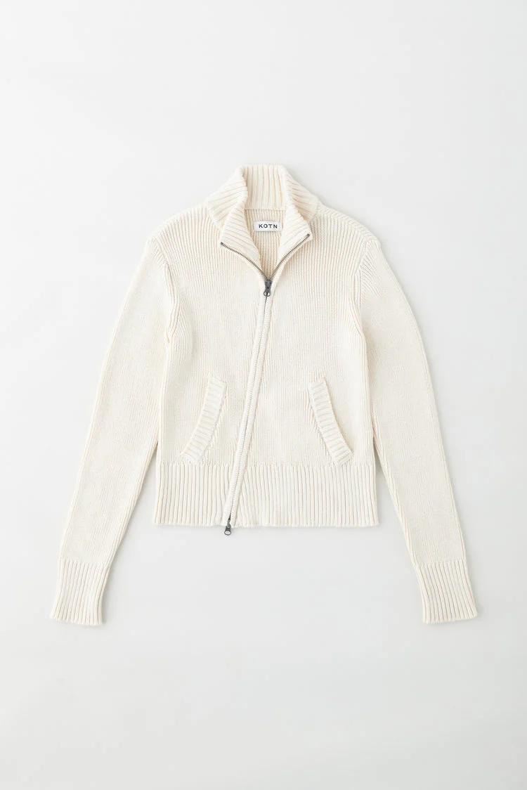 Asymmetric Cotton Zip Sweater in Fiery Red - Image 6