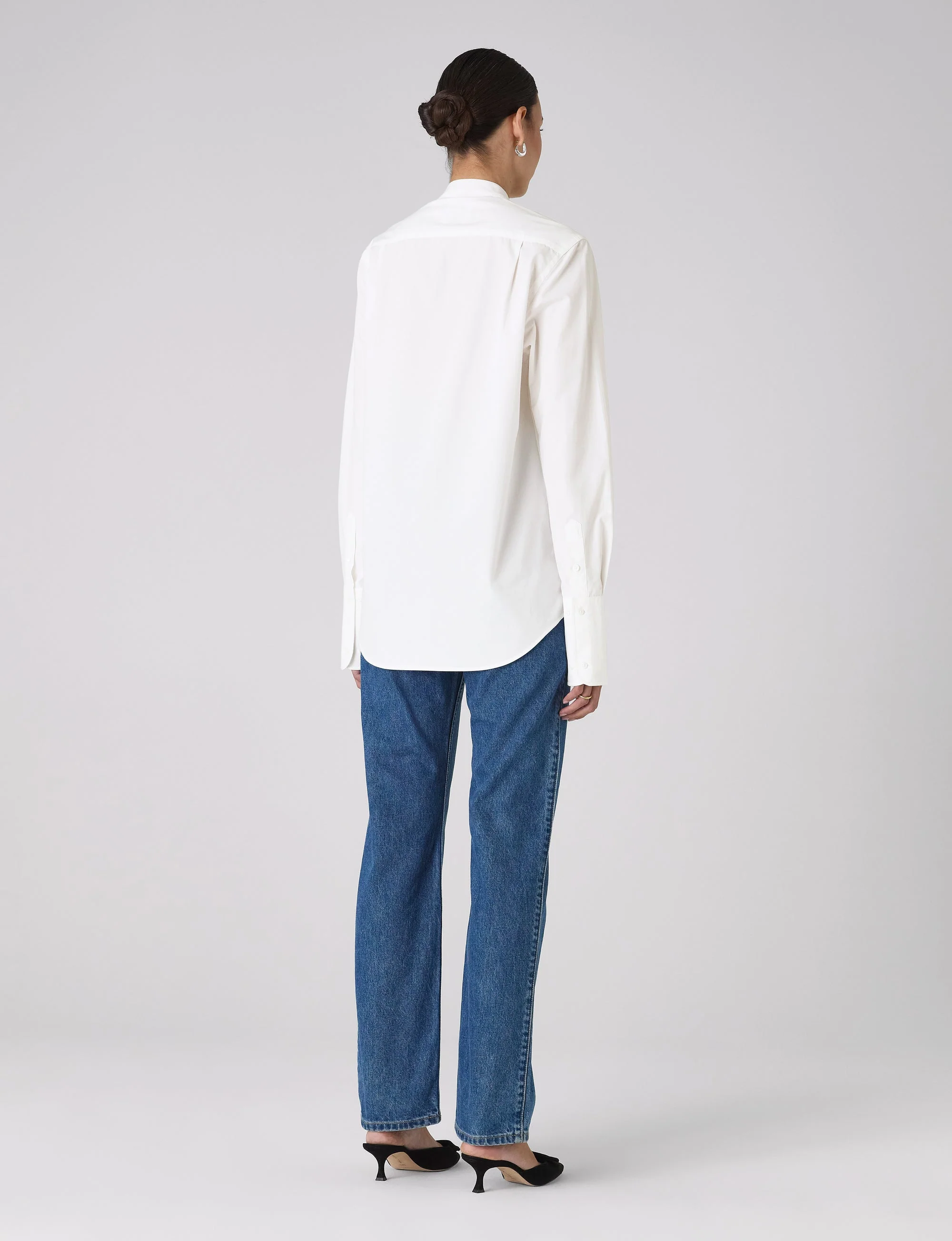 Boyfriend Bowtie Button Down Shirt in White - Image 4