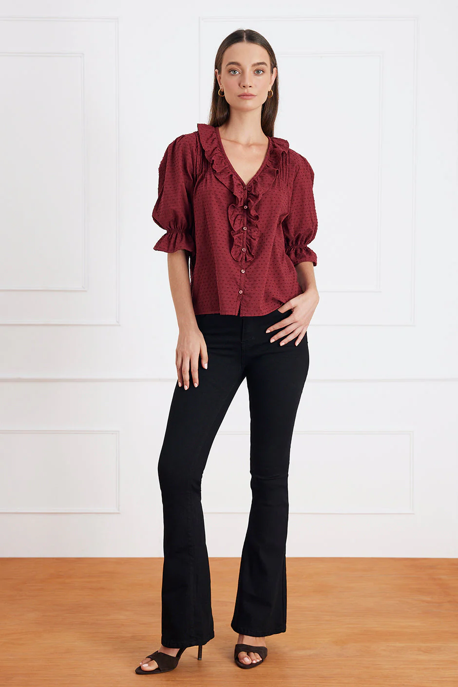 Chloe Shirt in Burgundy - Image 3