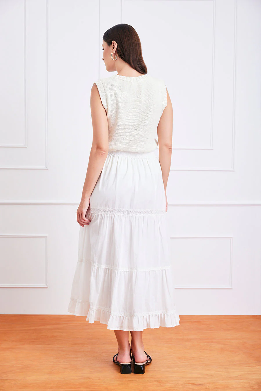 Colette Cotton Skirt in Off White - Image 3