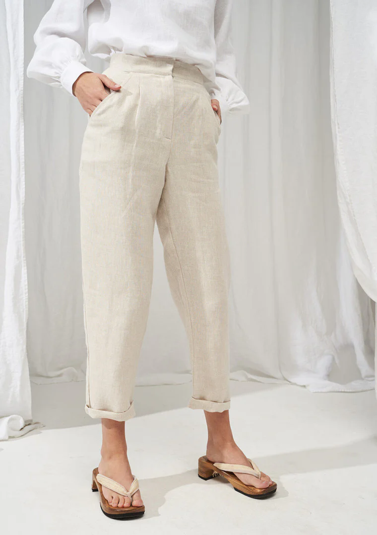 Delaney High Waisted Linen Pants - Image 3