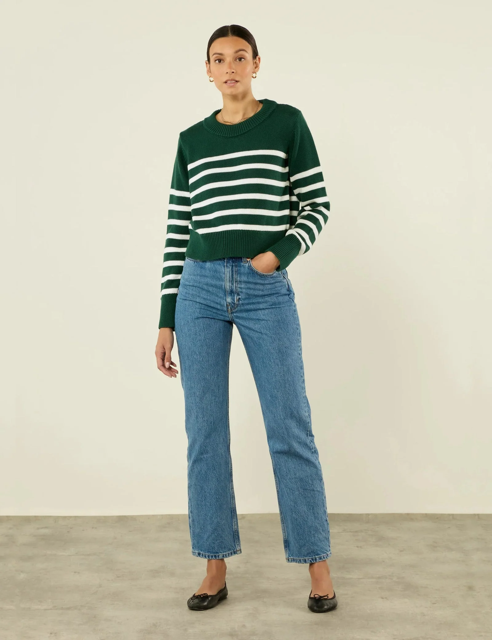 Devon Cotton Jumper in Navy - Image 6
