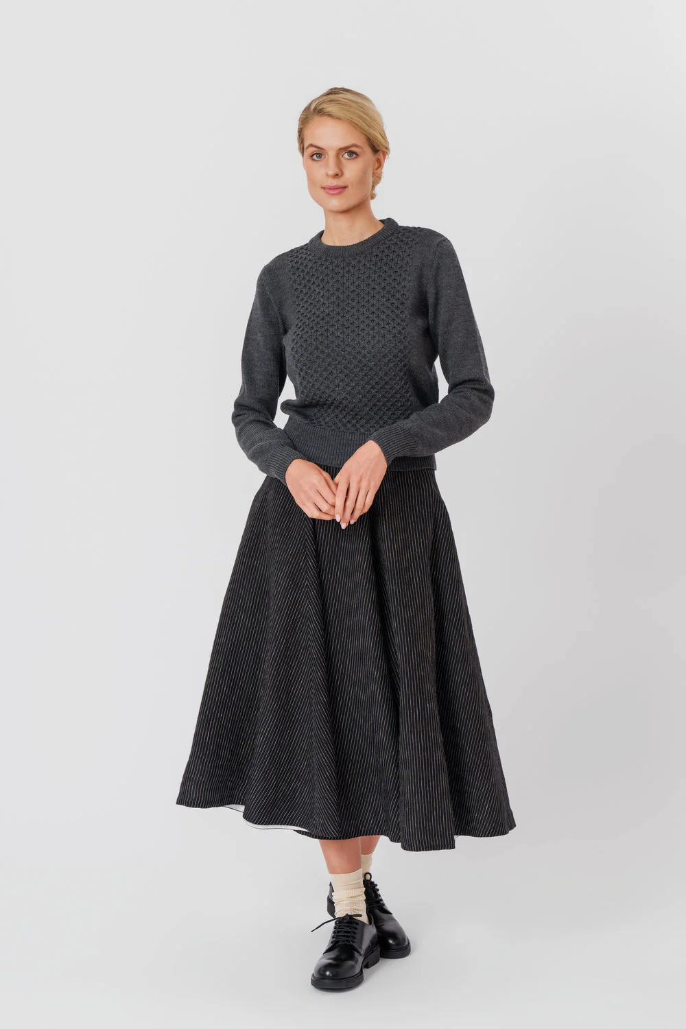 Elaine – Merino Wool Sweater in Charcoal Grey - Image 2