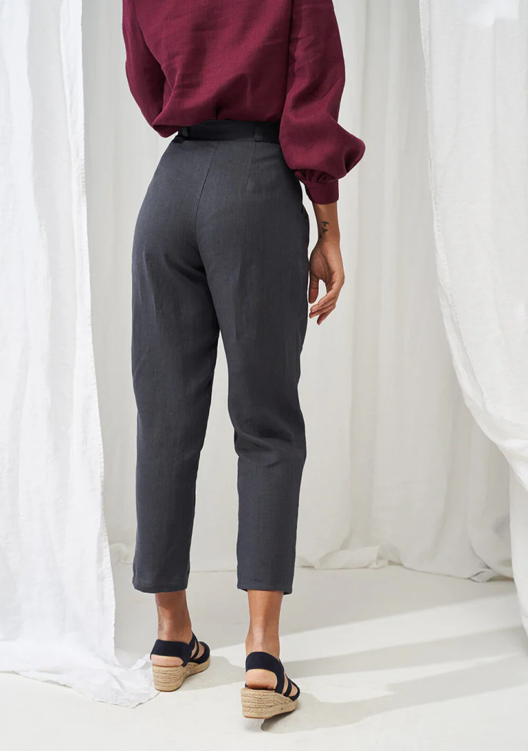 Ginger High Waisted Tapered Linen Pants - Image 2