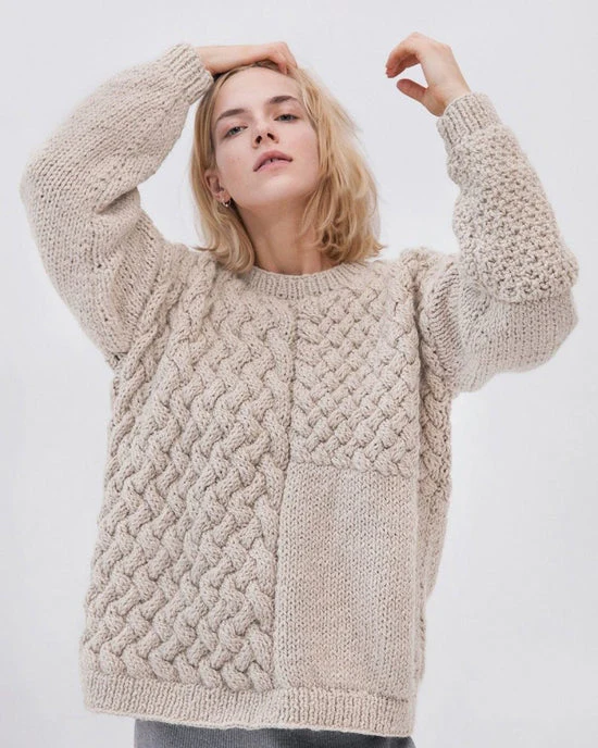 Heartbreaker Alpaca and Wool Textured Sweater in Beige