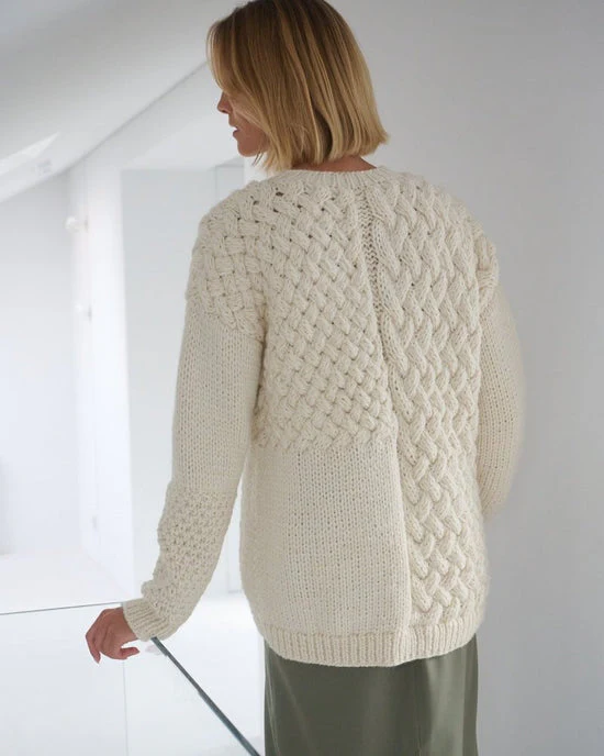 Heartbreaker Alpaca and Wool Textured Sweater in White Sea Salt - Image 3