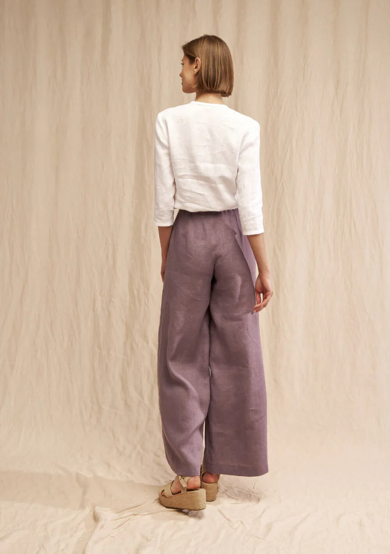 High Waisted Linen Palazzo Pants - Image 2