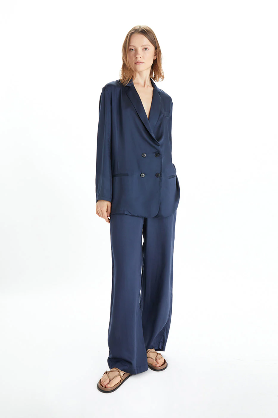 Jane Double Breasted Jacket - Satin Tencel - Image 10