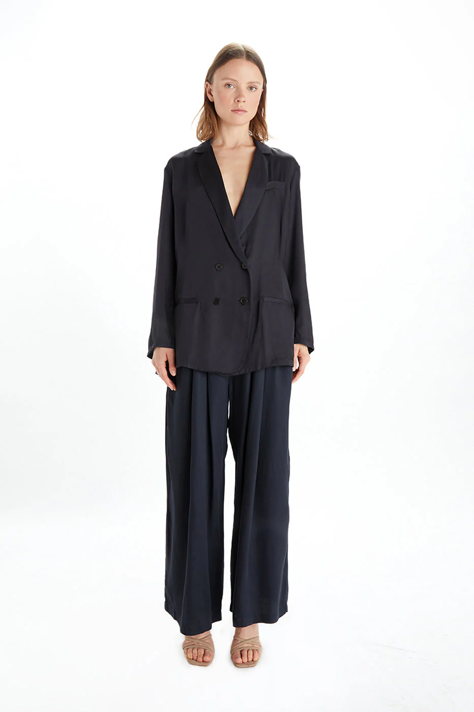 Jane Double Breasted Jacket - Satin Tencel - Image 6
