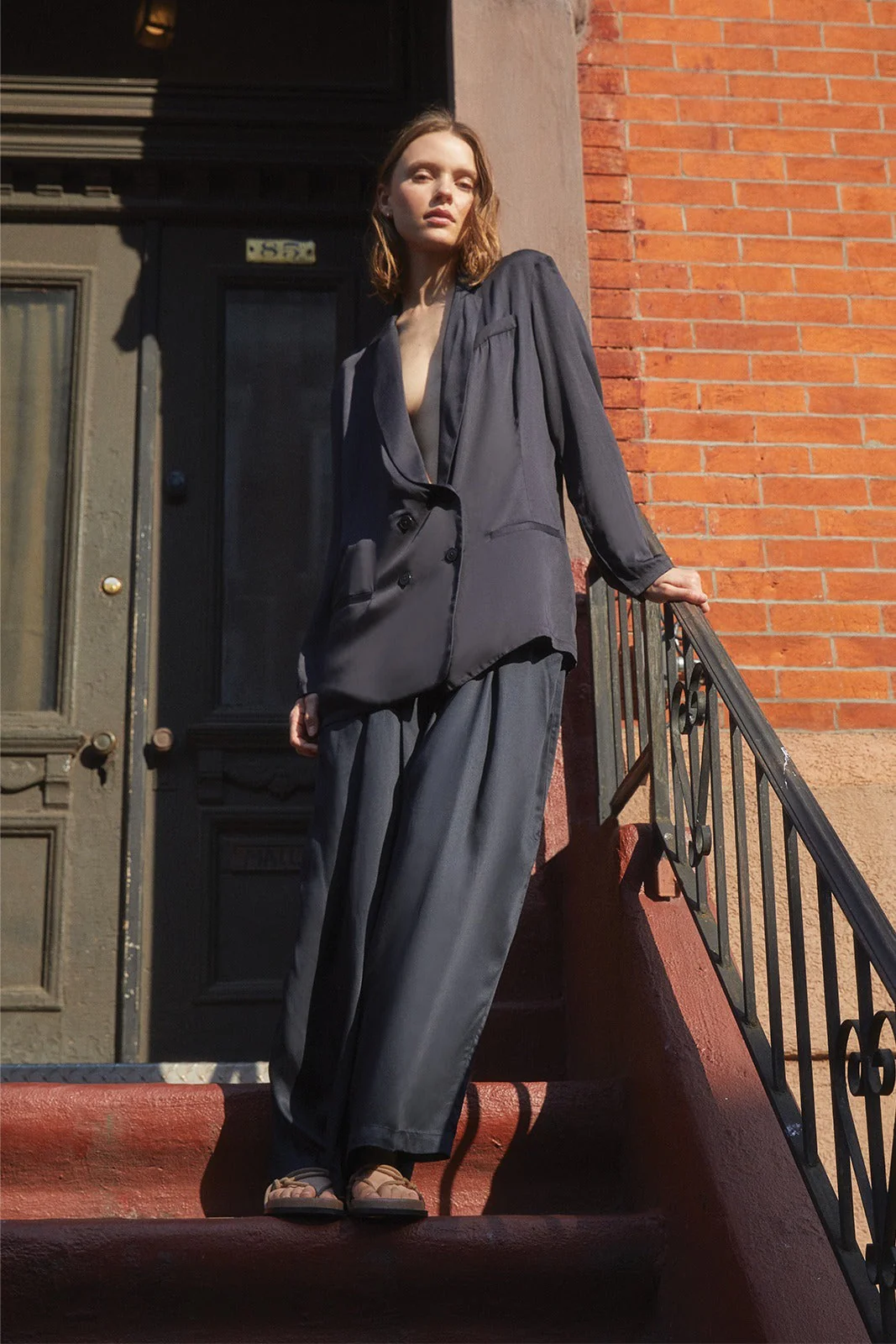 Jane Double Breasted Jacket - Satin Tencel - Image 8