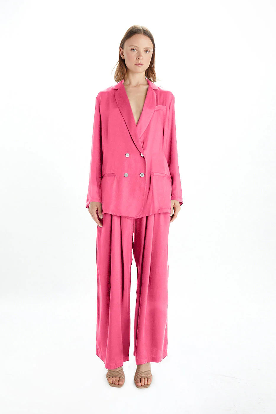 Jane Double Breasted Jacket - Satin Tencel - Image 9