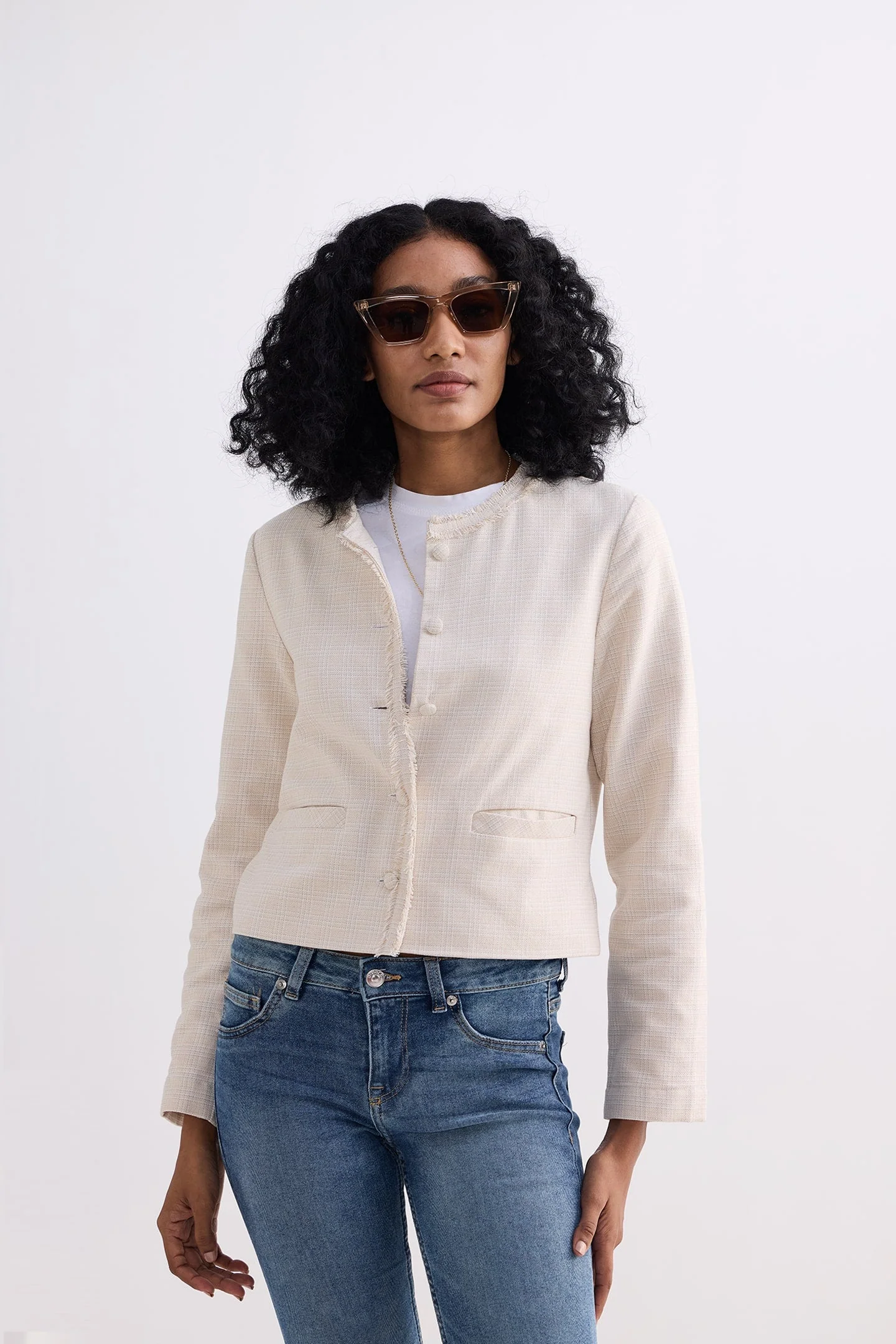 Lady Jacket in Cotton Tweed in Silver Strides - Image 5