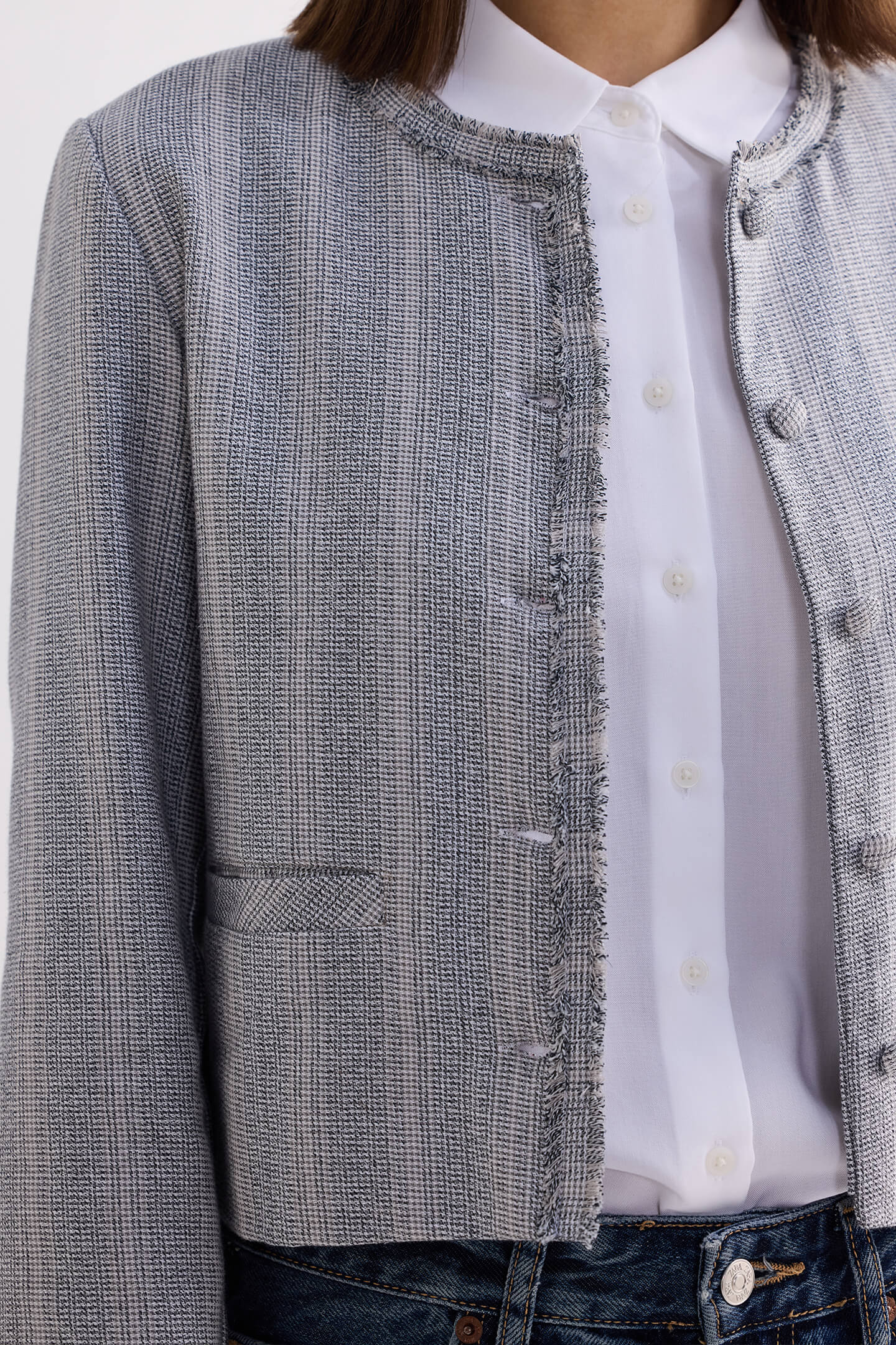 Lady Jacket in Cotton Tweed in Silver Strides - Image 3