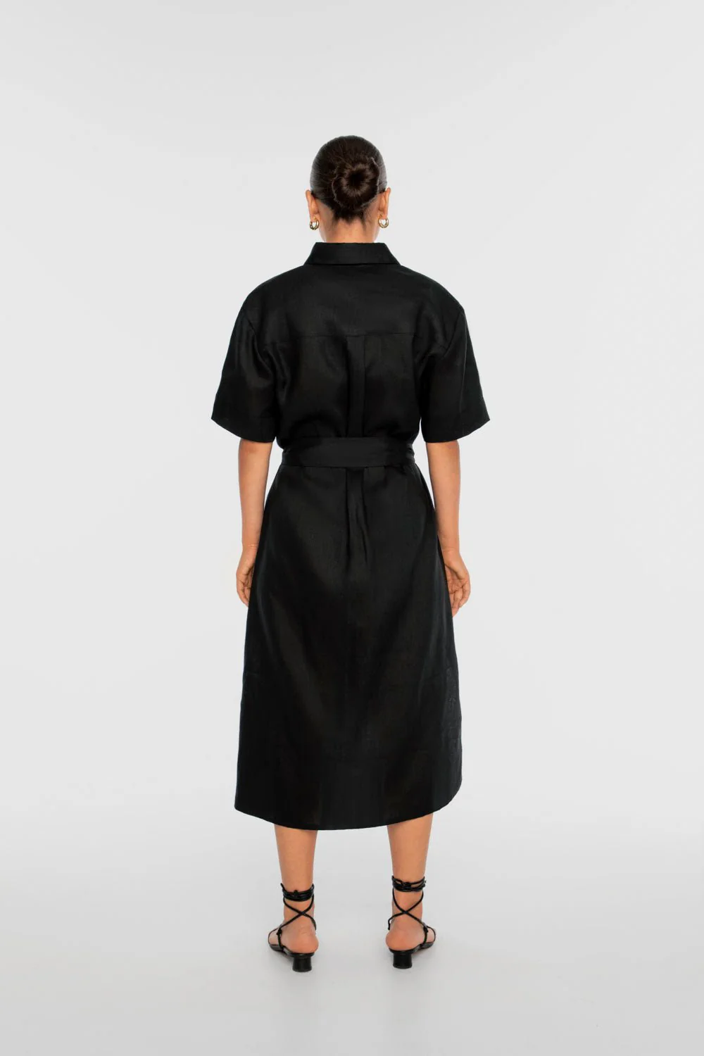 Linen Midi Shirtdress in Oat - Image 9
