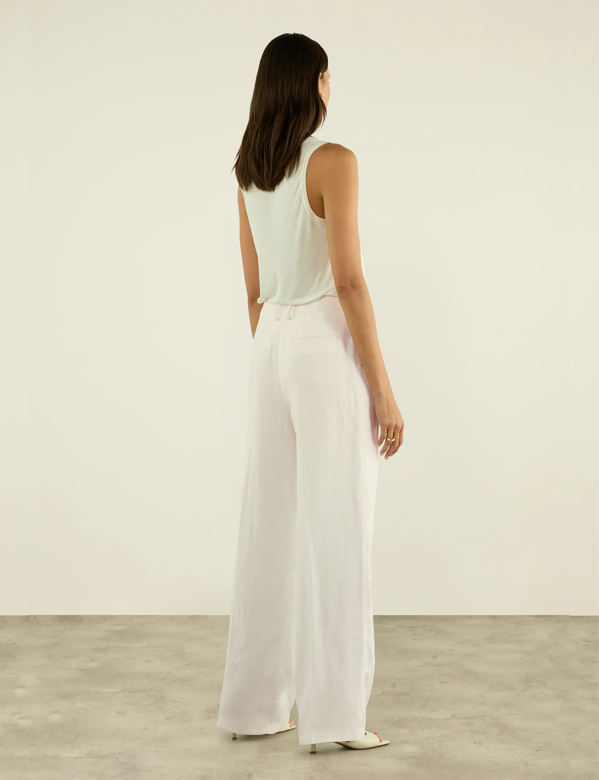 Linen Rampling High Waisted Wide Leg Trouser in Navy - Image 6