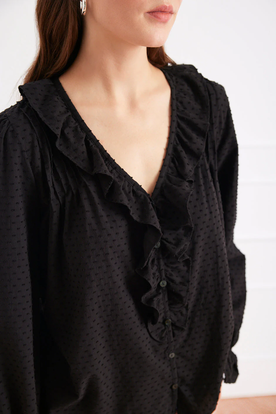 Long Sleeve Chloe Shirt in Black - Image 6