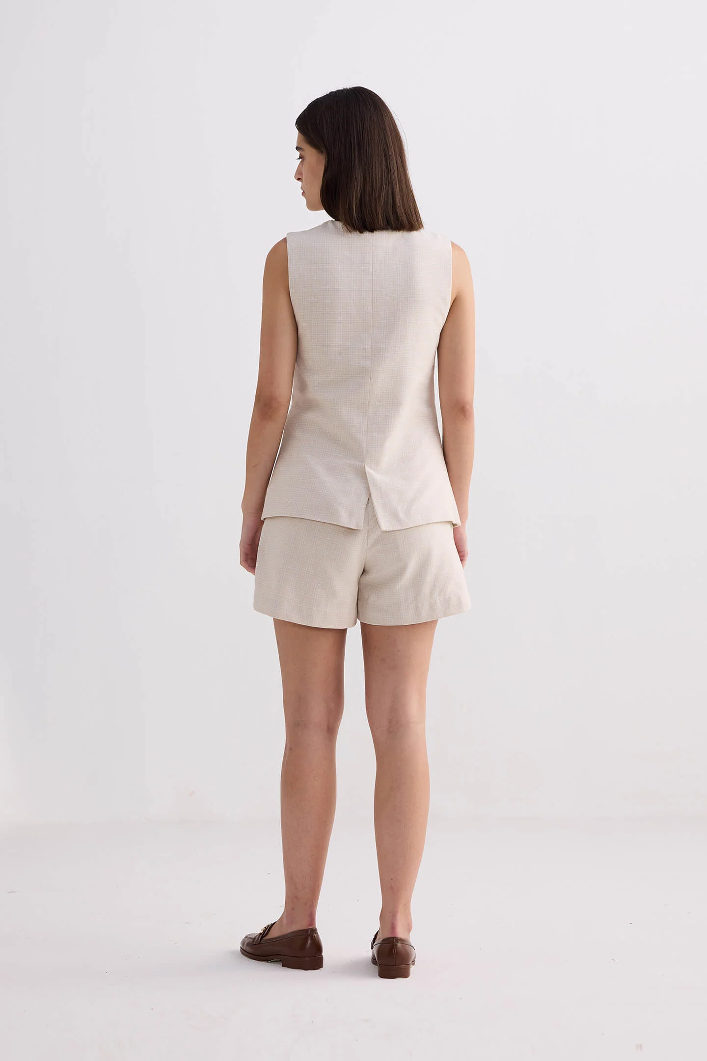 Cotton Tweed Vest in Cream - Image 3