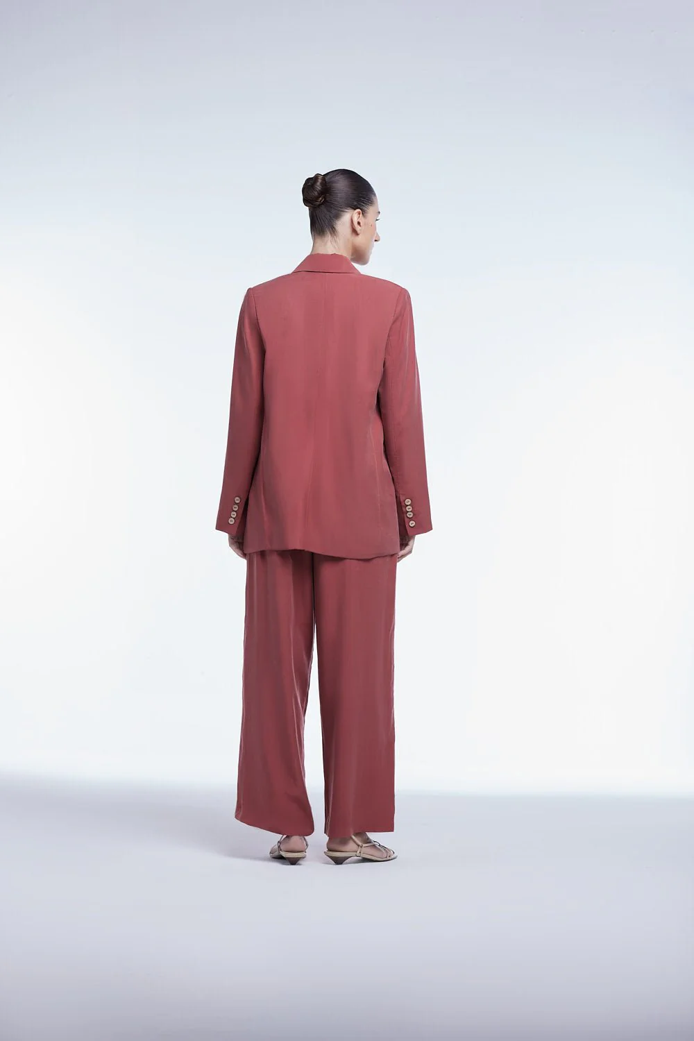 Relaxed Single Breasted Blazer in Coffee Brown - Image 11