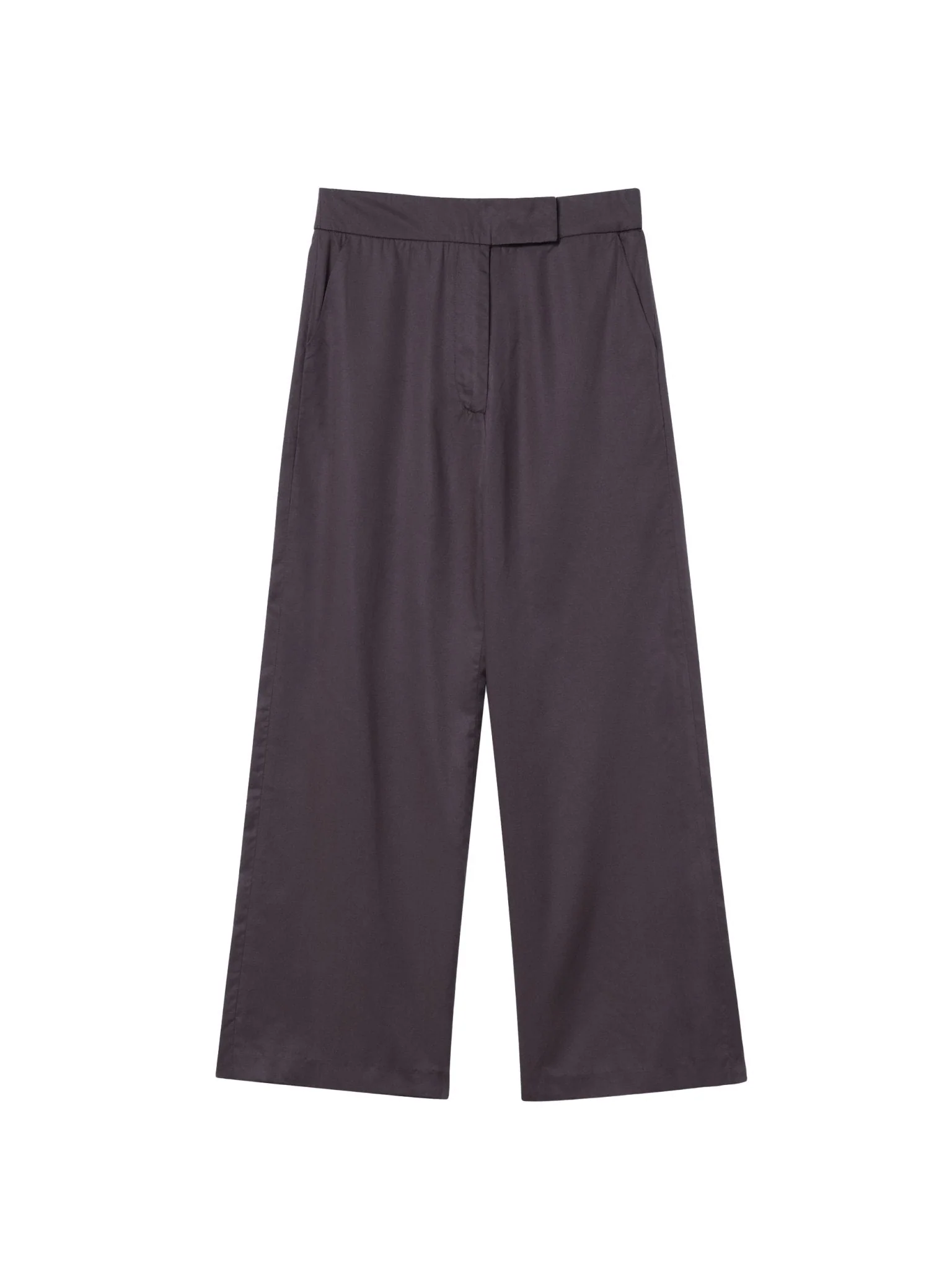 Relaxed Tencel Wide Leg Cropped Pants in Coffee Brown - Image 5
