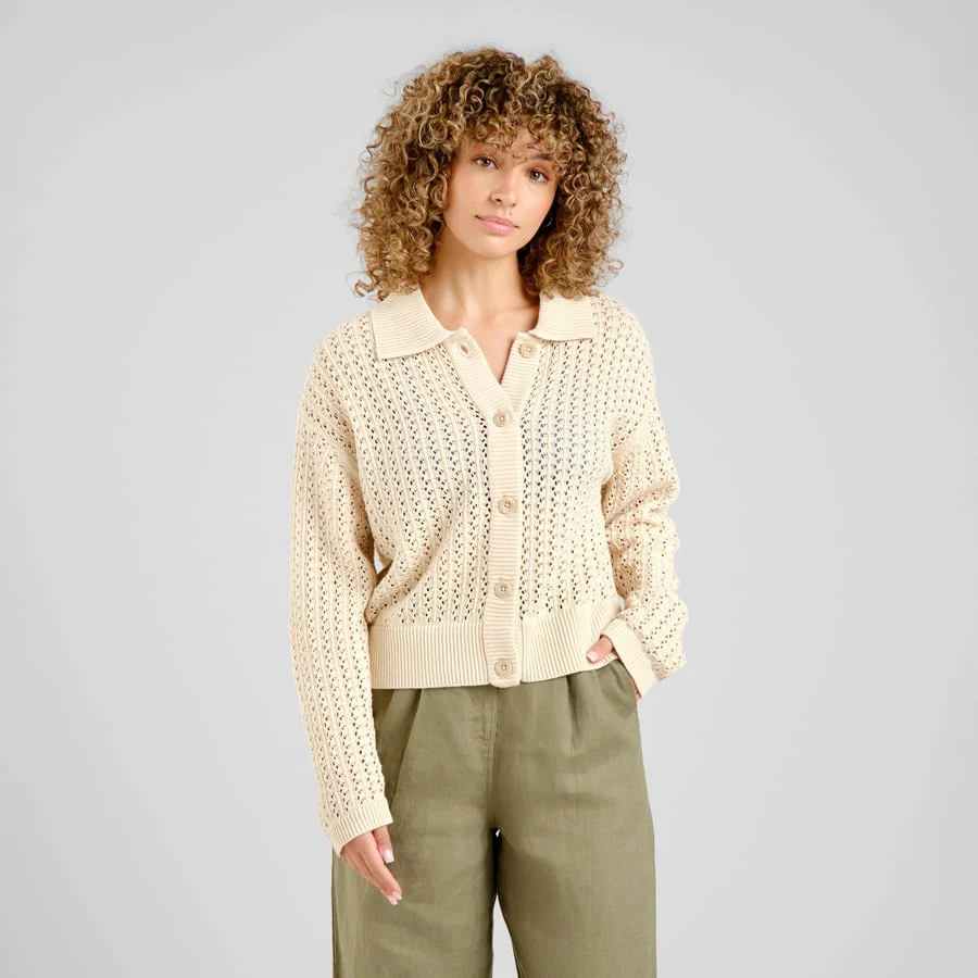 Rosendal Crochet Organic Cotton Knitted Cardigan in Black - Image 7