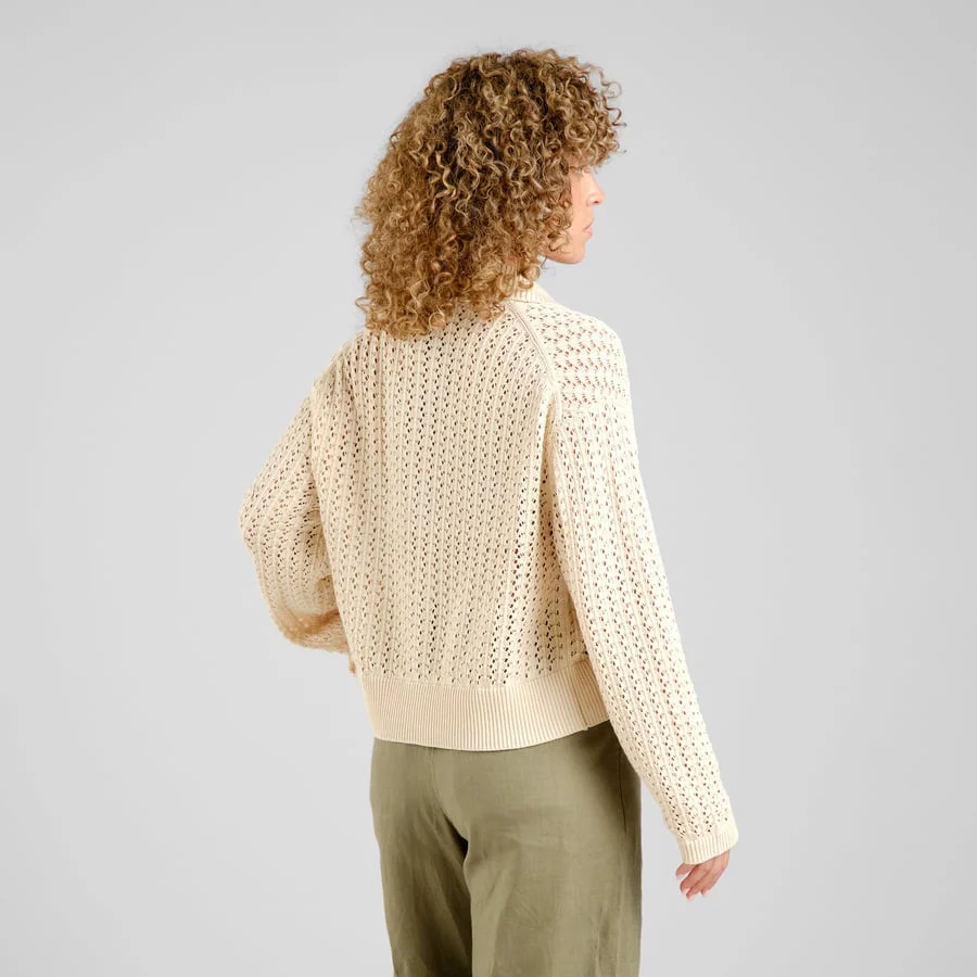 Rosendal Crochet Organic Cotton Knitted Cardigan in Black - Image 8