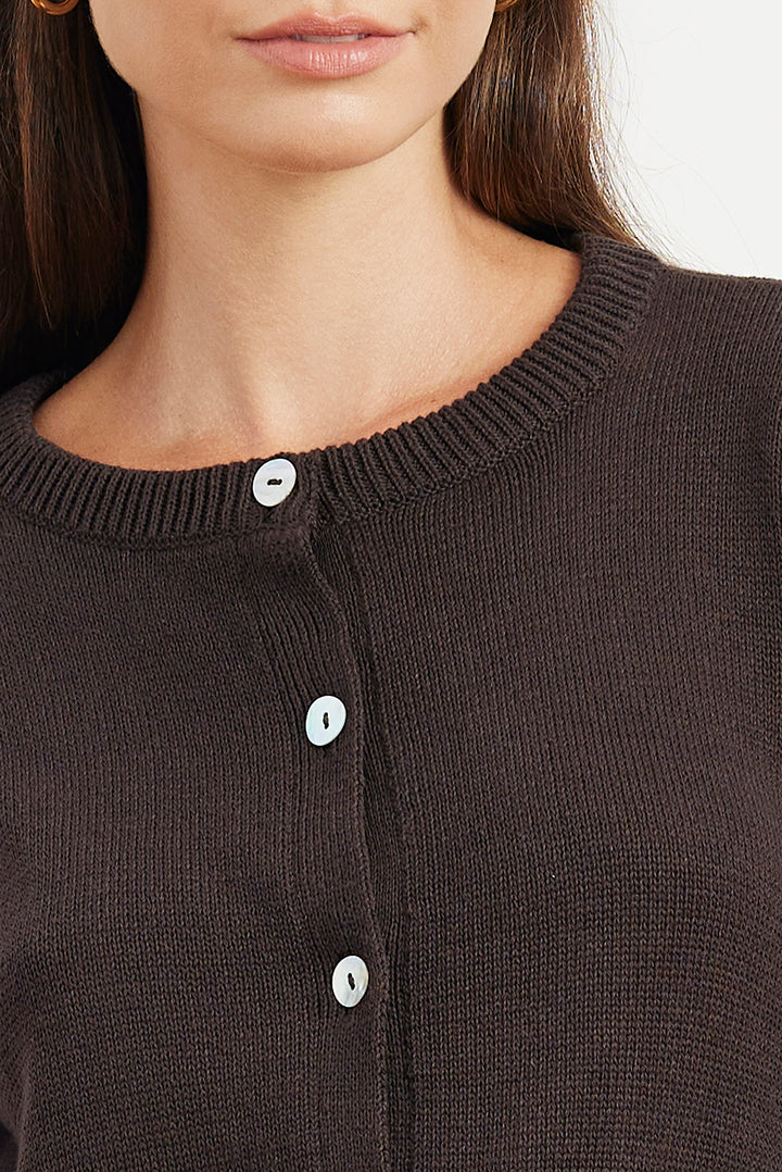 Ruthie Cotton Cardigan in Cacoa Brown - Image 2