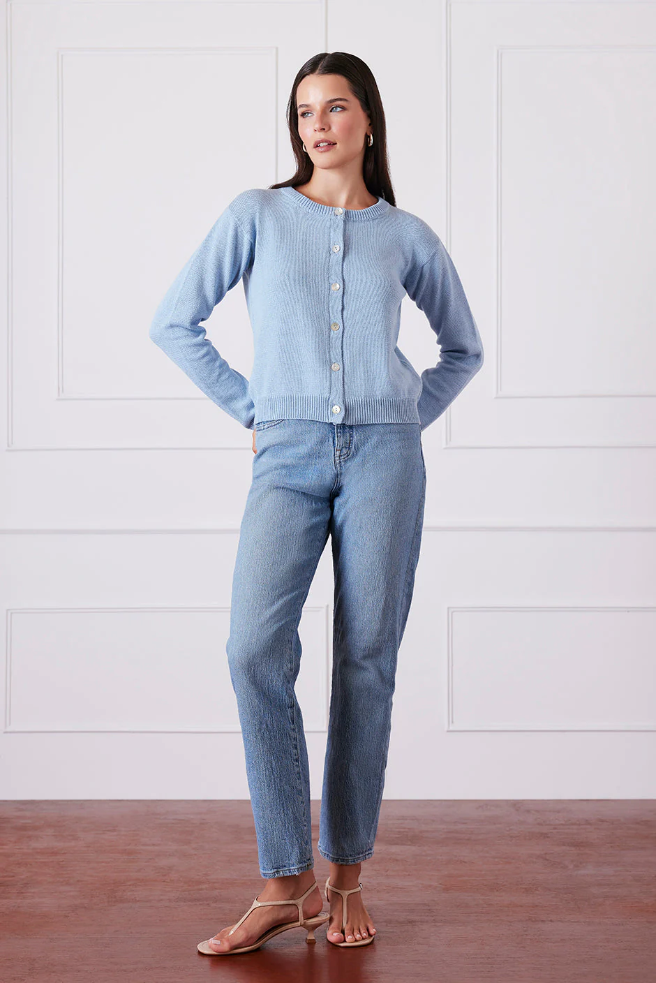 Ruthie Cotton Cardigan in Clarity Blue - Image 2