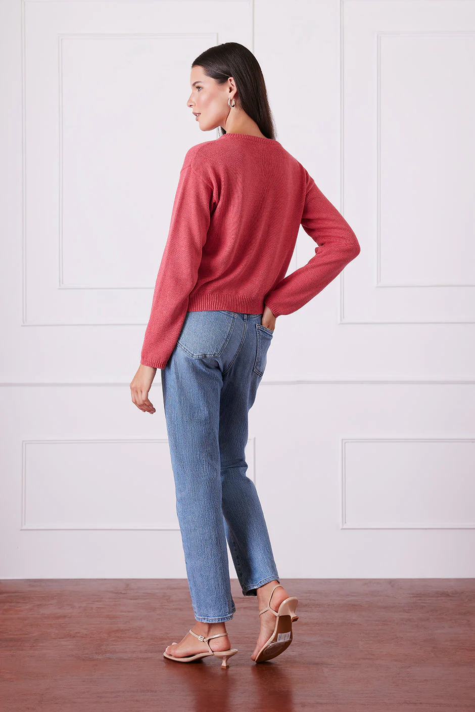 Ruthie Cotton Cardigan in Vintage Red - Image 3