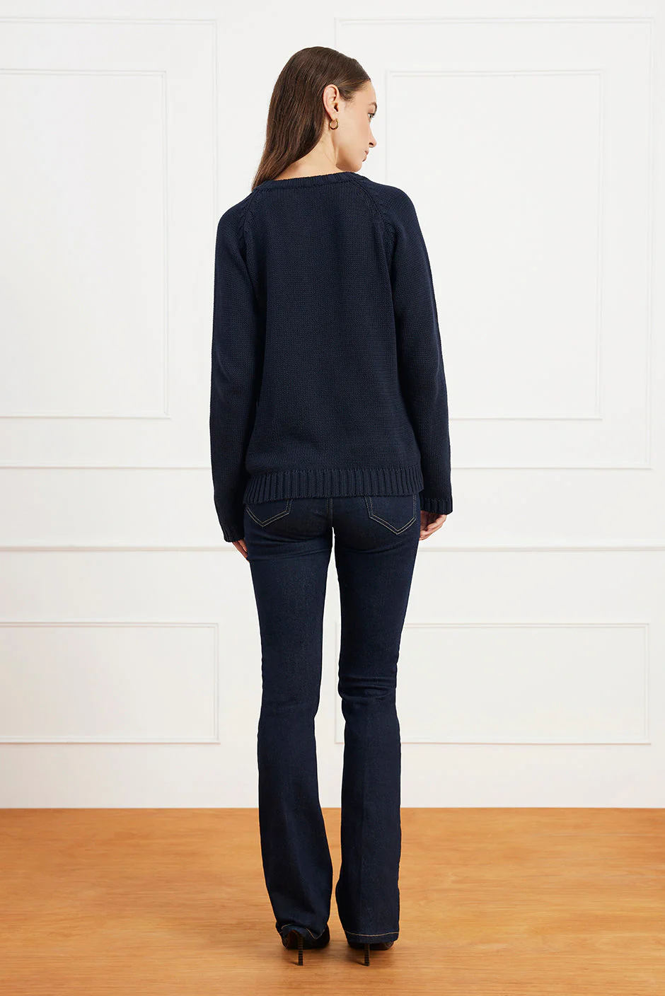 Selene V Neck Cotton Sweater in Forest Green - Image 6