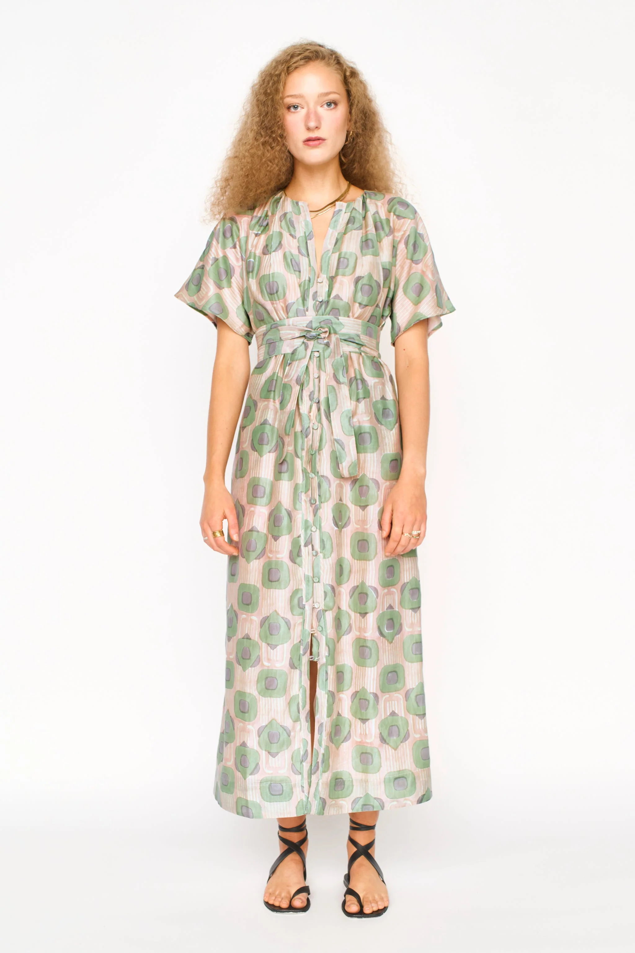 Lostine Cotton and Silk Dress in Stony Coeur