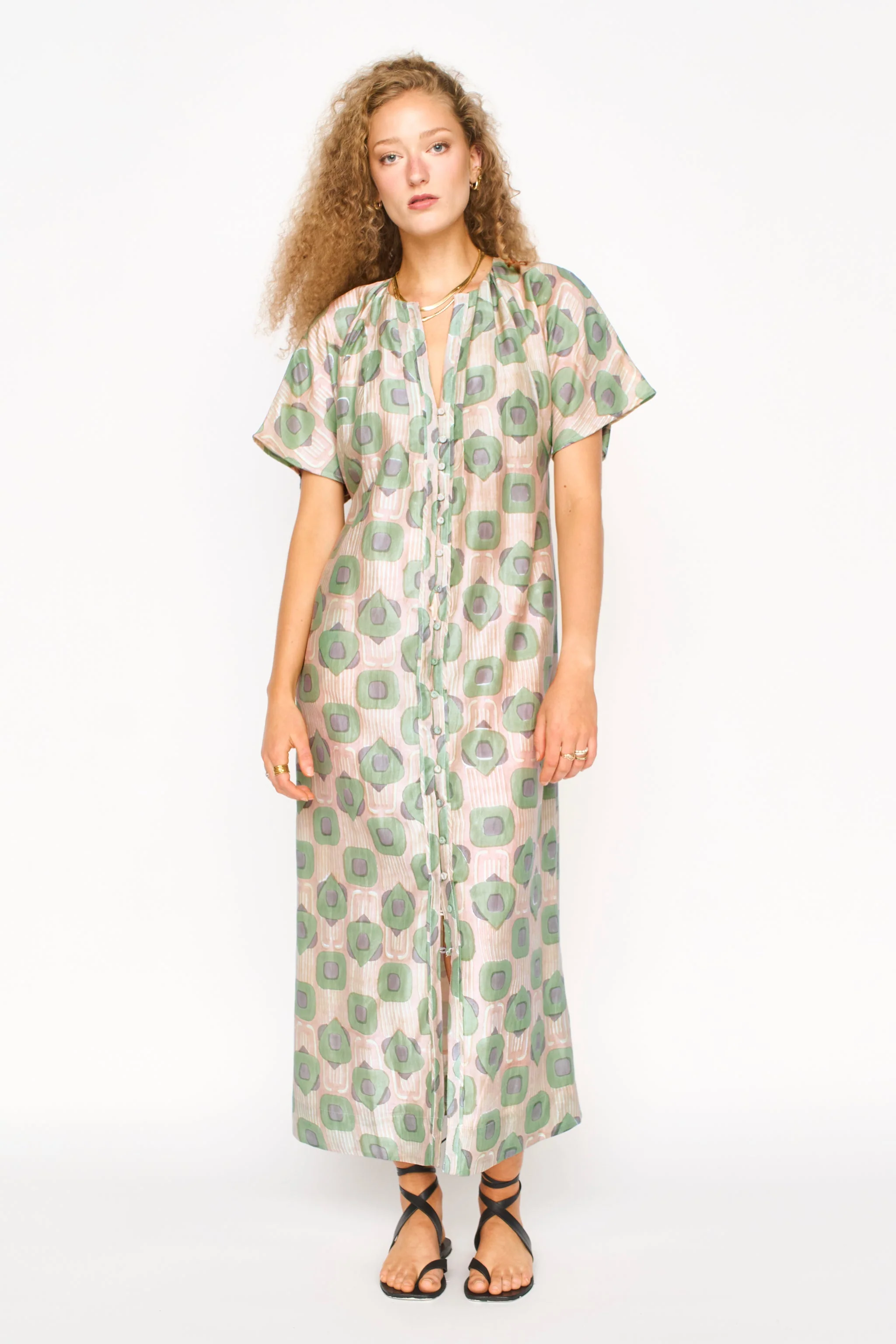 Lostine Cotton and Silk Dress in Stony Coeur - Image 3