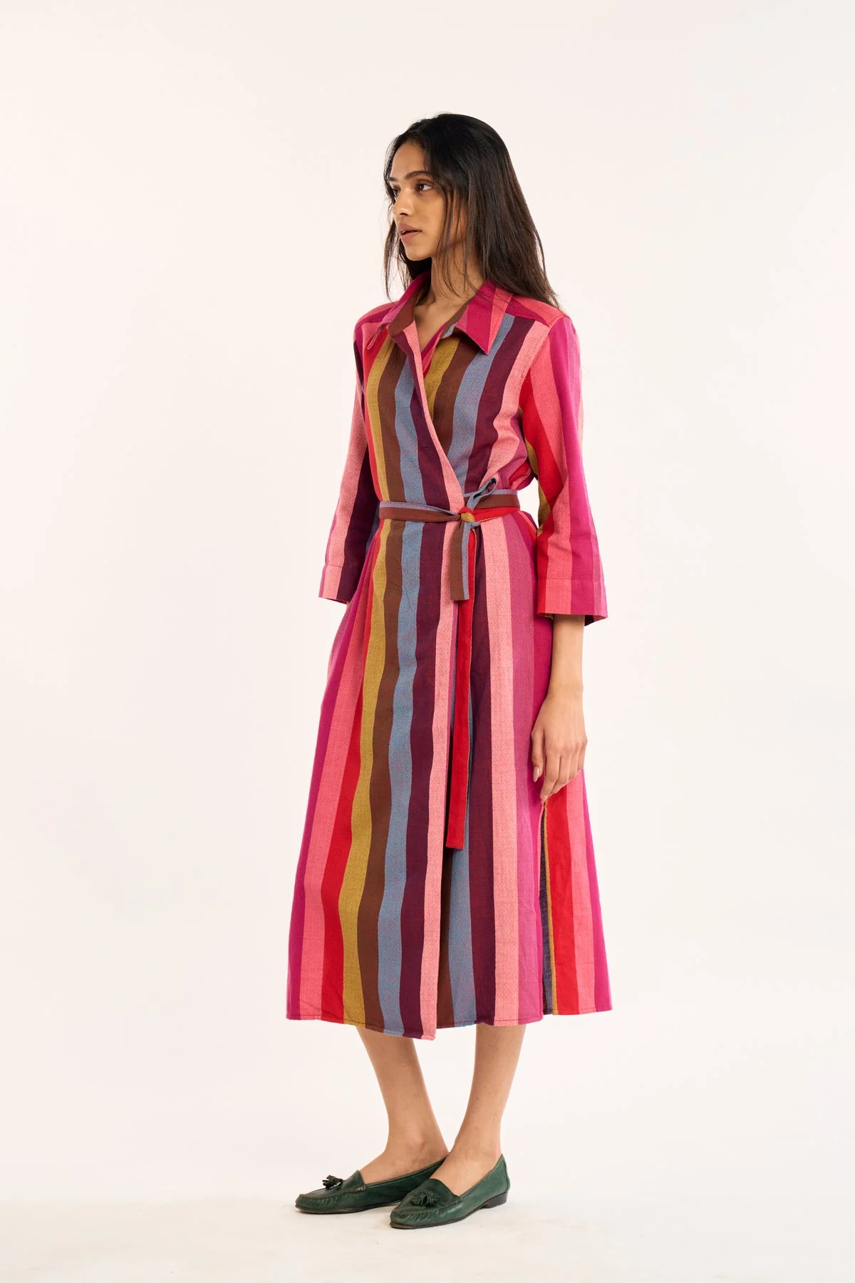 Stella Cotton Wrap Dress in Margo Stripe - Image 2
